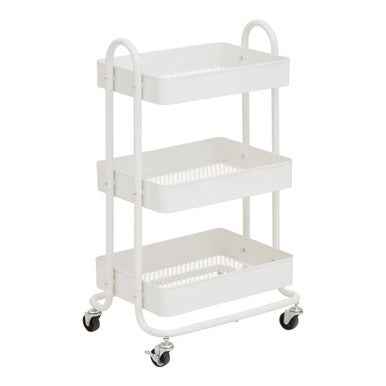 Acero Three Tier White Metal Trolley