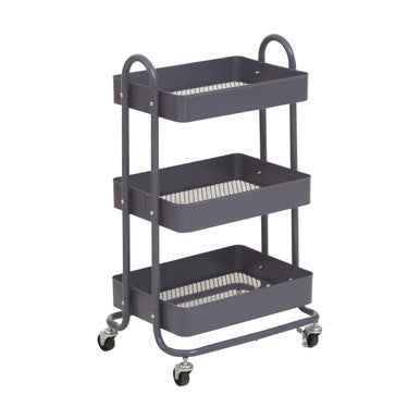 Acero Three Tier Grey Metal Trolley
