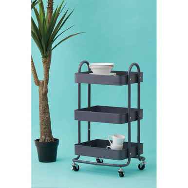 Acero Three Tier Grey Metal Trolley