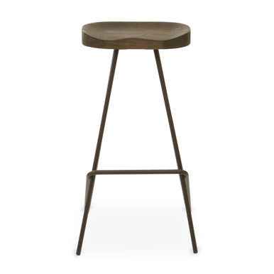 District Wooden Top Bar Stool With Metal Legs