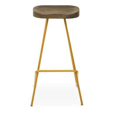 District Elm Wood Bar Stool With Metal Legs