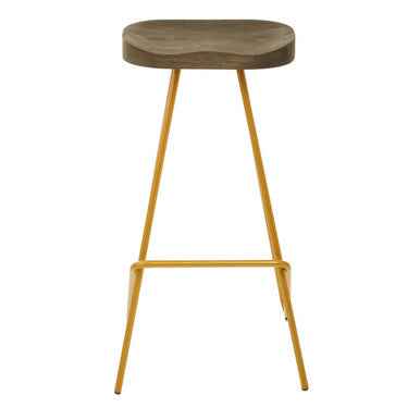 District Elm Wood Bar Stool With Metal Legs