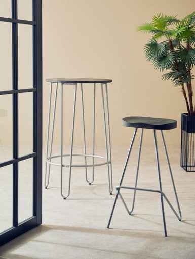 District Silver Metal Frame Bar Stool