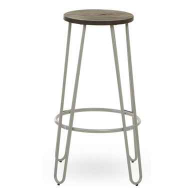 District Grey Finish Metal Frame Bar Stool
