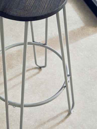 District Grey Finish Metal Frame Bar Stool