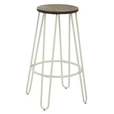 District White Finish Metal Frame Bar Stool