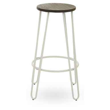 District White Finish Metal Frame Bar Stool