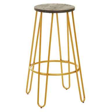 District Gold Finish Metal Frame Bar Stool