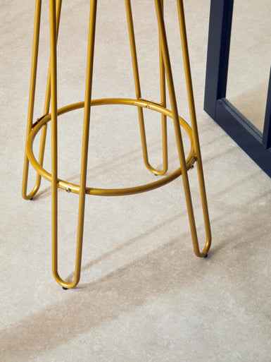 District Gold Finish Metal Frame Bar Stool