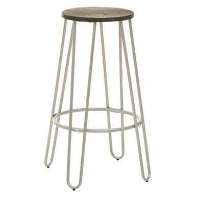 District Silver Finish Metal Frame Bar Stool