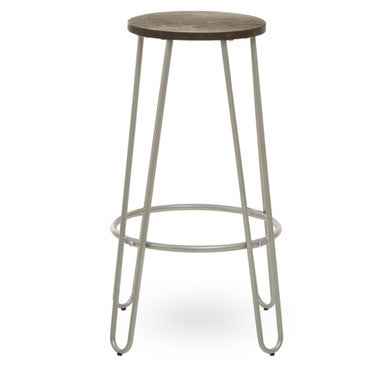 District Silver Finish Metal Frame Bar Stool
