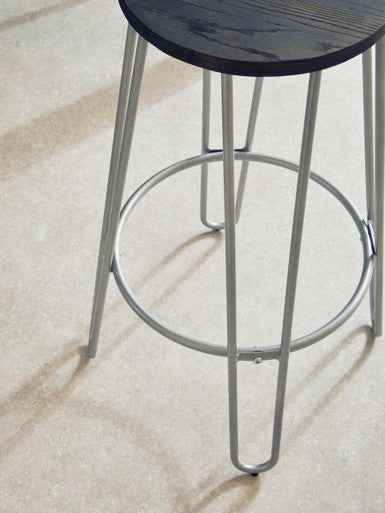 District Silver Finish Metal Frame Bar Stool