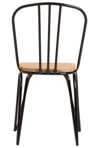 District Dining Chair Elm Wood Seat With Black Finish Metal Frame