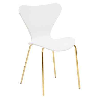 Laila White Seat Dining Chair With Gold Chrome Legs