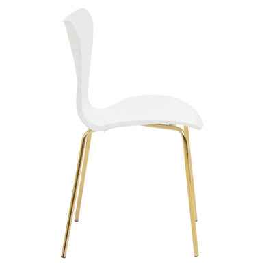 Laila White Seat Dining Chair With Gold Chrome Legs