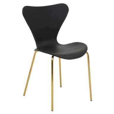 Laila Black Seat Dining Chair With Gold Chrome Legs