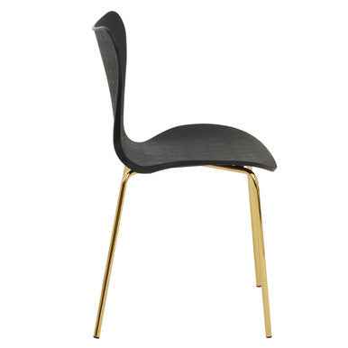 Laila Black Seat Dining Chair With Gold Chrome Legs