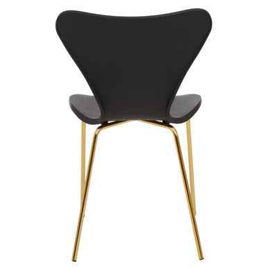 Laila Black Seat Dining Chair With Gold Chrome Legs