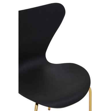 Laila Black Seat Dining Chair With Gold Chrome Legs
