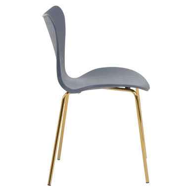 Laila Grey Seat Dining Chair With Gold Chrome Legs