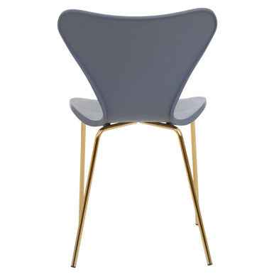Laila Grey Seat Dining Chair With Gold Chrome Legs