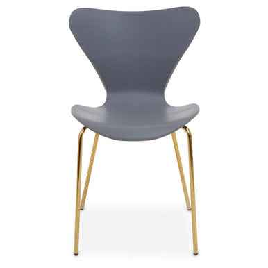 Laila Grey Seat Dining Chair With Gold Chrome Legs