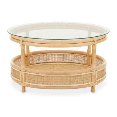 Mataram Rattan Coffee Table With Glass Top
