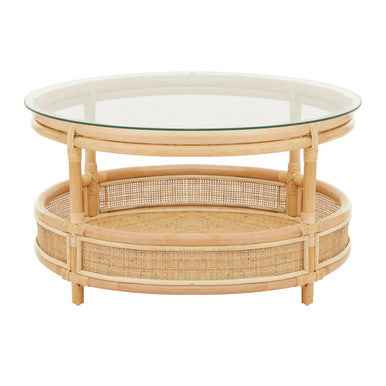 Mataram Rattan Coffee Table With Glass Top