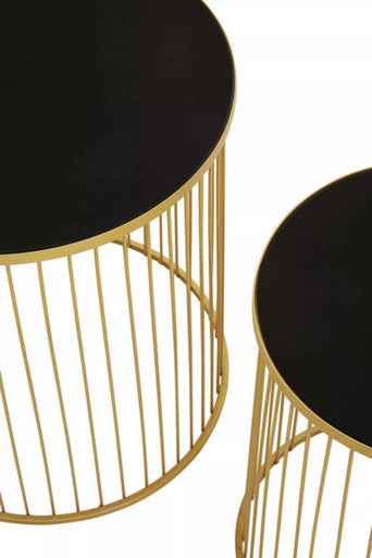 Avento Set Of Two Black And Gold Side Tables