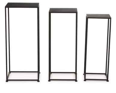 Avento Set Of Three Square Black Plant Stands