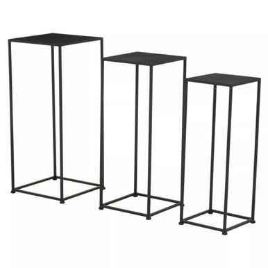 Avento Set Of Three Square Black Plant Stands