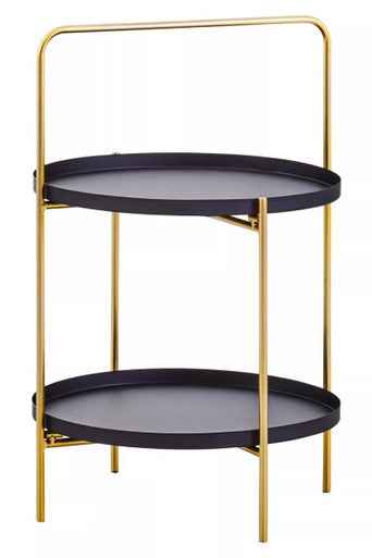 Trosa Two Tier Black And Gold Side Table