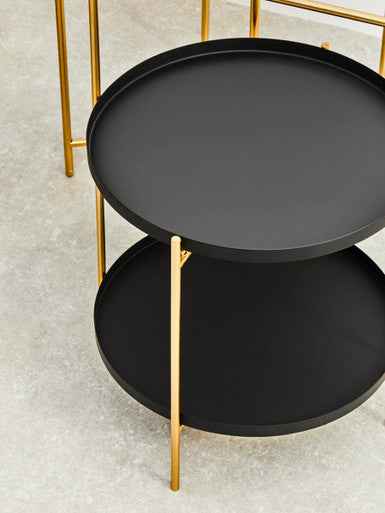 Trosa Two Tier Black And Gold Side Table