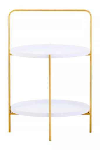 Trosa Two Tier White And Gold Side Table