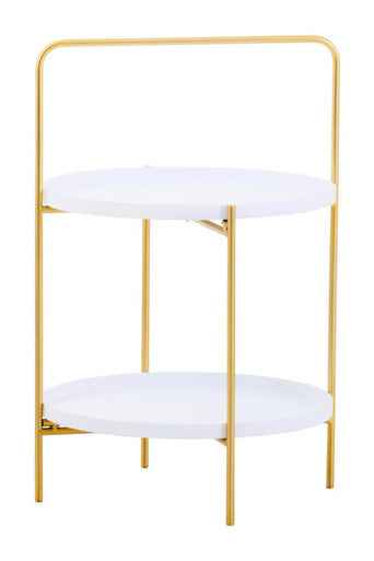 Trosa Two Tier White And Gold Side Table