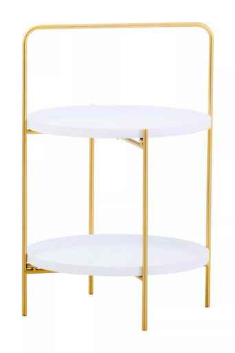 Trosa Two Tier White And Gold Side Table