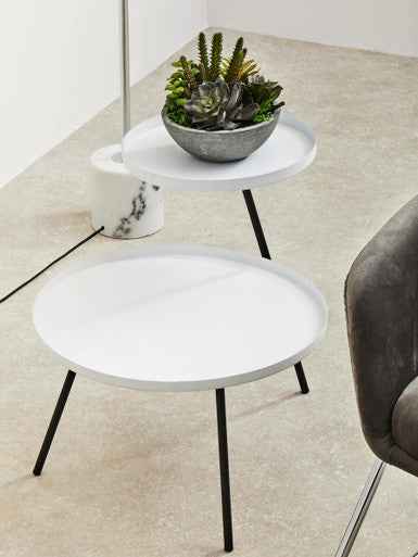 Trosa Two Tier White and Black Side Table