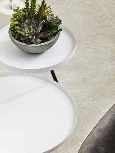 Trosa Two Tier White and Black Side Table