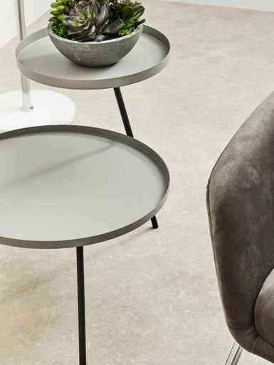 Trosa Two Tier Grey and Black Side Table