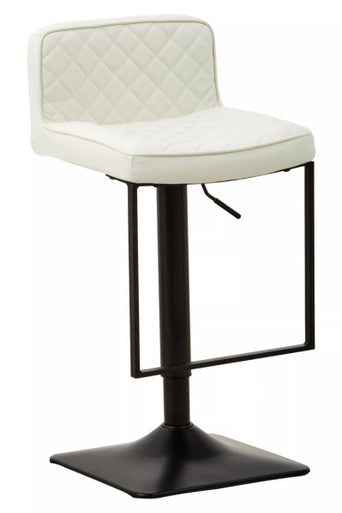 Baina White Leather Effect And Black Base Bar Chair