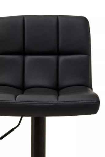 Baina Black Leather Effect Quilted Bar Stool