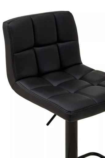 Baina Black Leather Effect Quilted Bar Stool