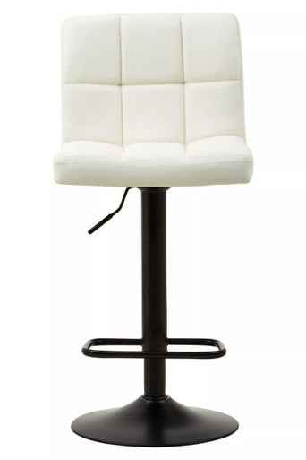 Baina White Leather Effect Quilted Bar Stool