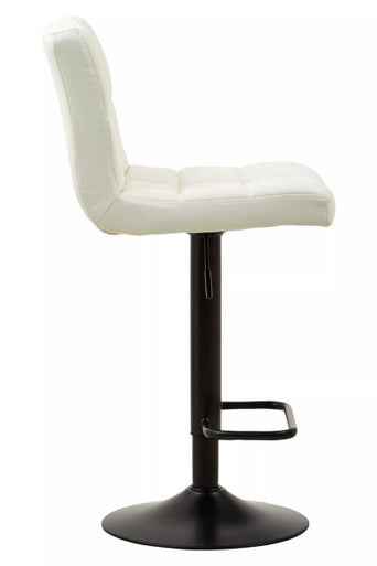 Baina White Leather Effect Quilted Bar Stool