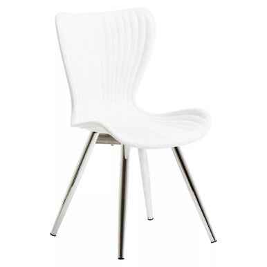 Laila Dining Chair With White Seat And Silver Chrome Legs