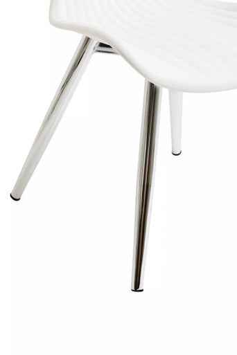 Laila Dining Chair With White Seat And Silver Chrome Legs