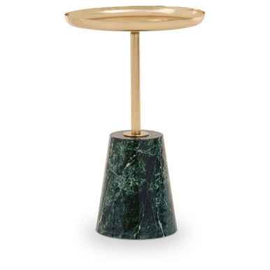 Avola Gold Side Table With Green Marble Effect Base