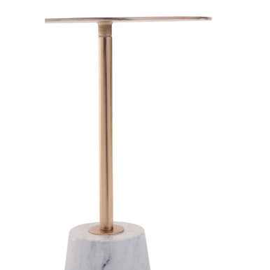 Avola Brushed Gold Side Table With White Marble Effect Base