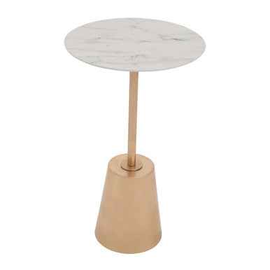 Avola White Marble Effect Top Gold Base Side Table