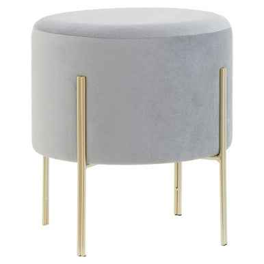 Hayes Round Grey Velvet Stool